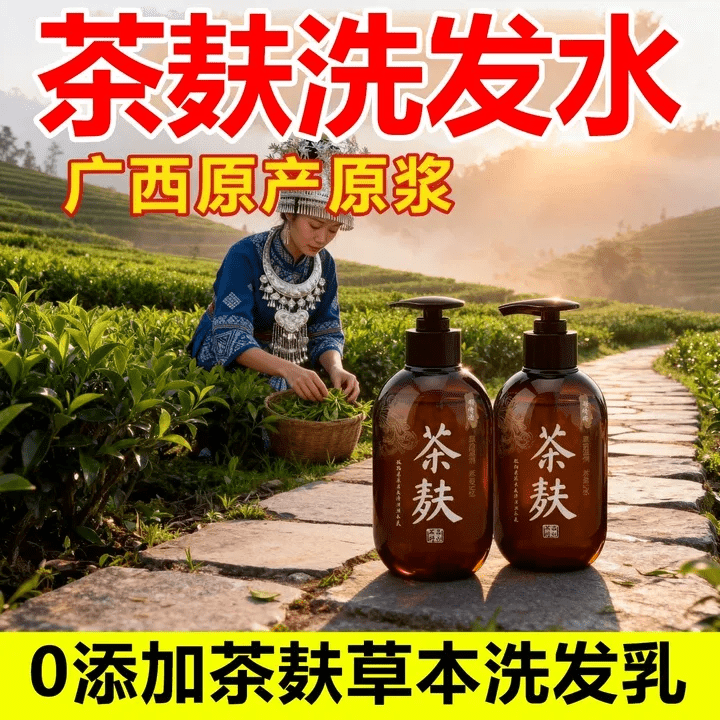 广西茶麸洗发水原浆天然植物控油去屑止痒柔顺脱蓬松发养护发 3瓶装 多效合一/安心选