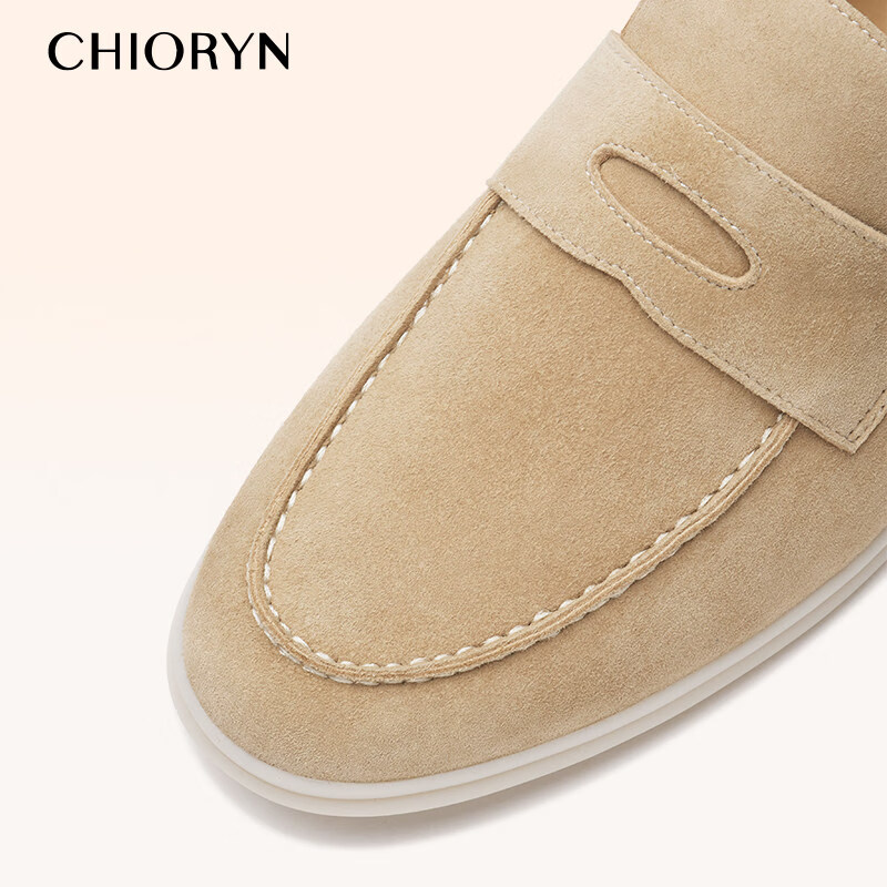 CHIORYN【小羊皮】青润一脚蹬乐福鞋男软底豆豆鞋summerwalk送父亲礼物 大地色A8-10W 40