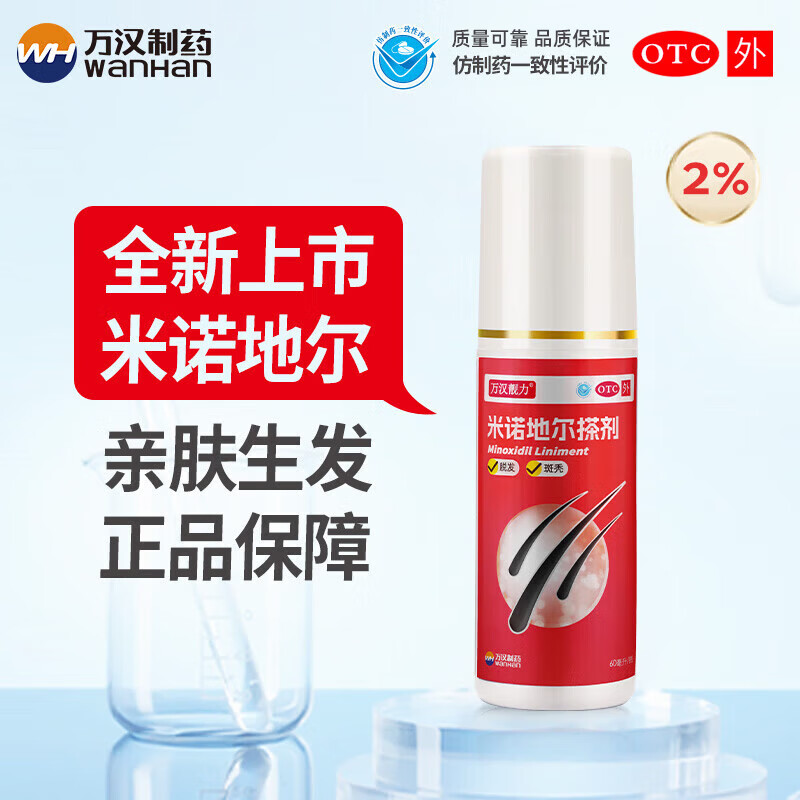 [万汉靓力]米诺地尔搽剂 2%*60ml 1盒装 2% 60ml*1瓶 女士专用治疗脱发专治防脱有效生发育发际线宽发缝 26年10月过期