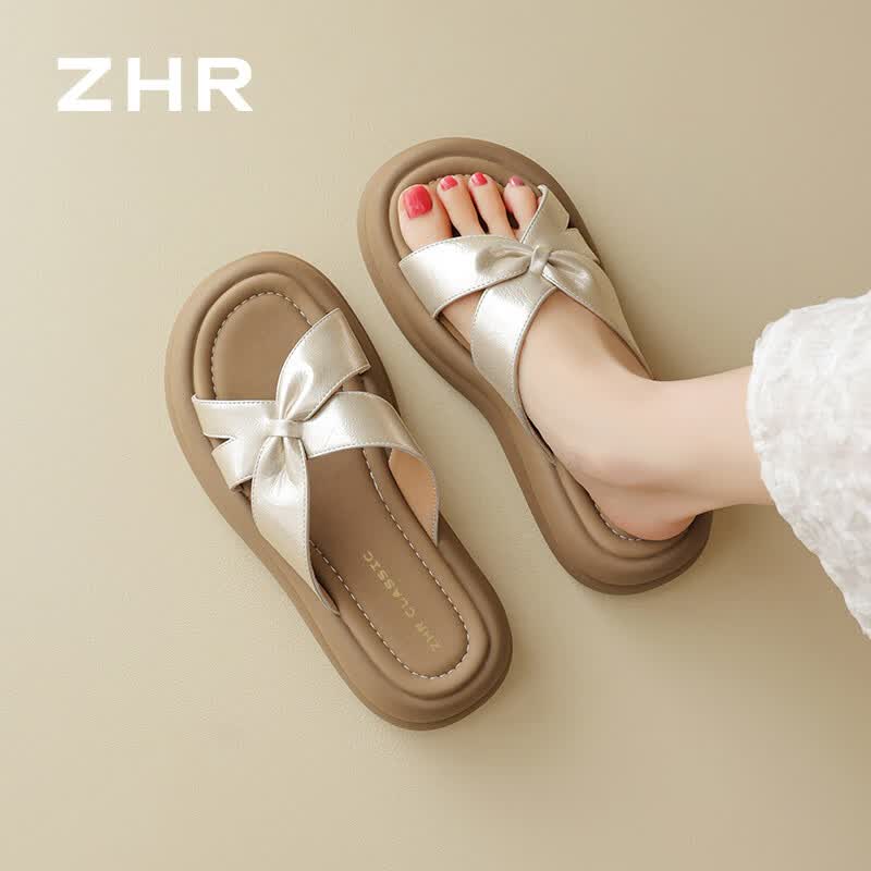 ZHR则则厚底拖鞋外穿2026夏季新款凉拖鞋高颜值绝美半拖女鞋M697香槟色36