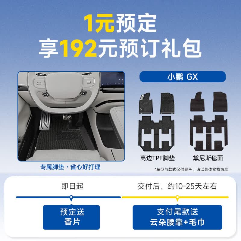 固特异（Goodyear）适用于小鹏GX26款TPE/360软包全包脚垫1元预订享价值192-410预定 【1元预定】小鹏GX26款 TPE脚垫+黛尼斯毯面