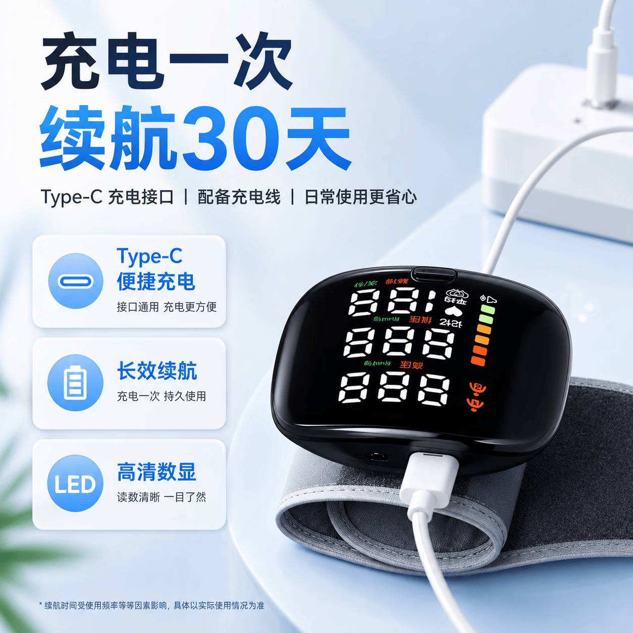 LUCYLEE美国血压计家用医用级高精准测量仪器手腕式电子血压计便携充电款 A-01充电款【专业医用级精准测量】