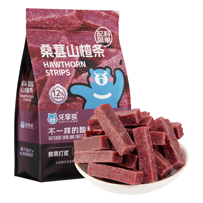 乐享熊桑葚山楂条505g无添加剂0香精色素蜜饯山楂条片儿童酸甜精选零食 桑葚山楂条505g*1袋