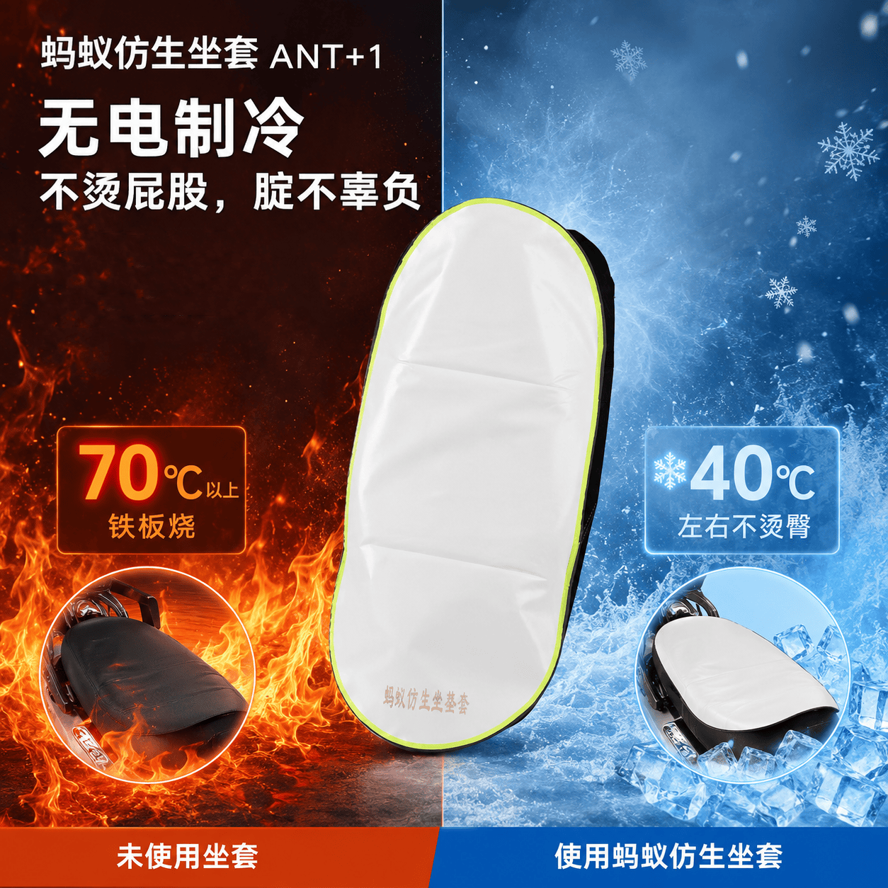 外卖员夏季防烫防水清凉舒适蚂蚁仿生坐垫隔热电动车坐垫 XS电动自行车三角圆角套(降温套)