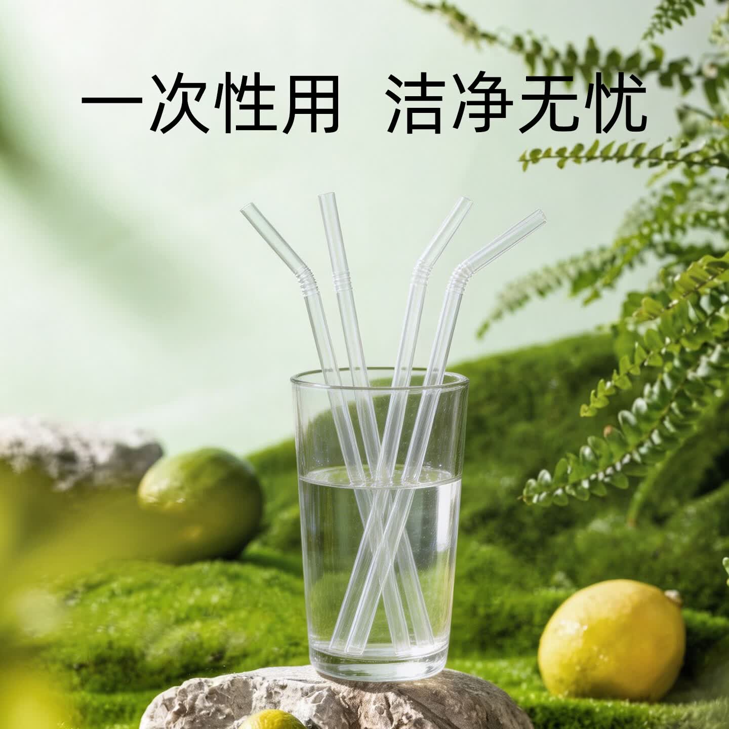 双童食品级弯头吸管 一次性单支独立包装弯曲孕产妇儿童吸管6*210mm 70711透明 【5包250支】