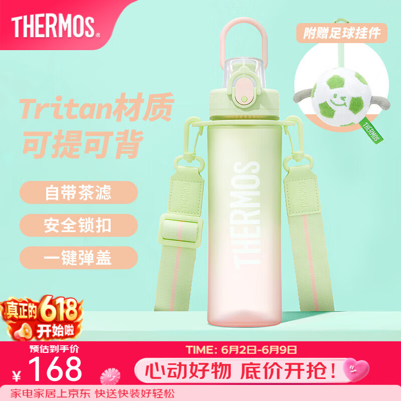膳魔师（THERMOS）Tritan塑料运动水杯男女士便携水壶车载大容量杯子生日礼物TESD 【热卖色】甜心芭乐  附背带+挂件 700ml