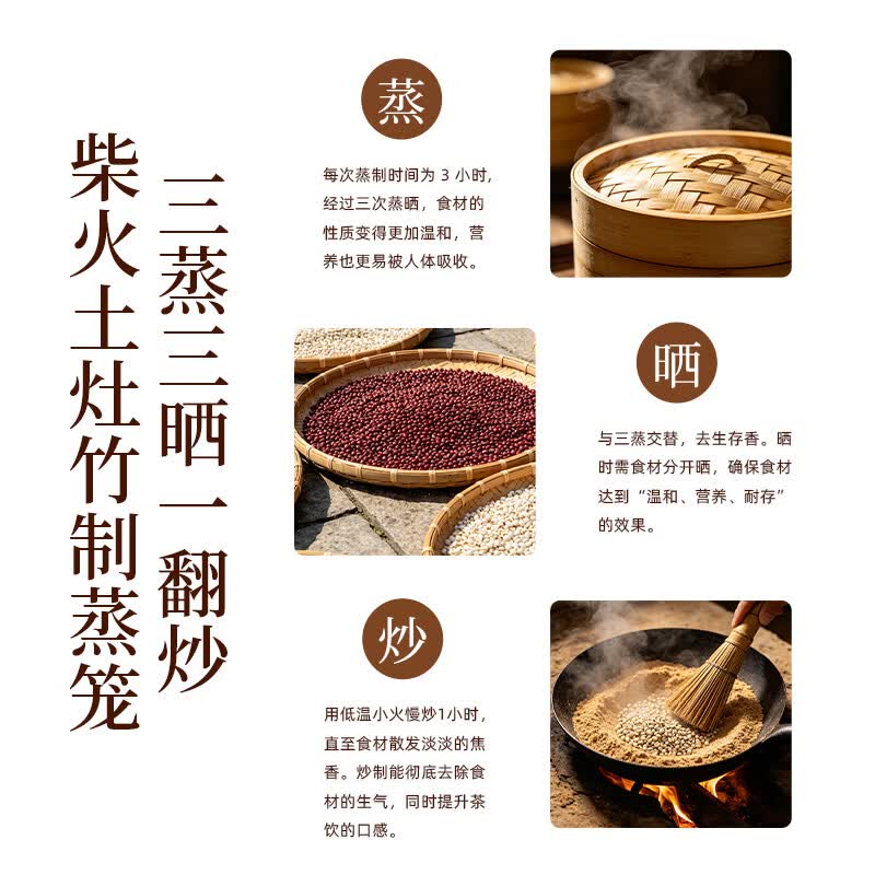 西知堂芡实赤豆薏米茶300g芡实薏苡仁赤小豆三蒸三晒炒熟养生茶泡水 巩固装 300g*5罐 【颗颗熟制】