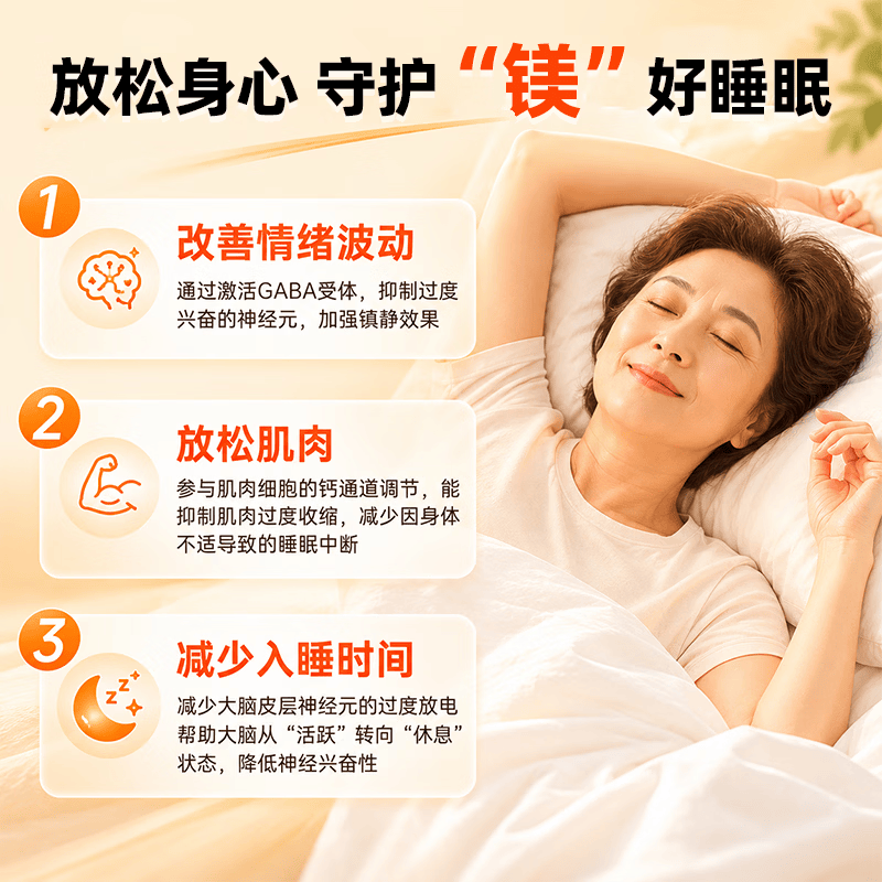 自然薇萃(naturewise)甘氨酸镁中老年改善睡眠维生素镁补充剂缓解情绪压力焦虑护心血管 【中老年安稳入睡调节情绪】 30粒*1瓶