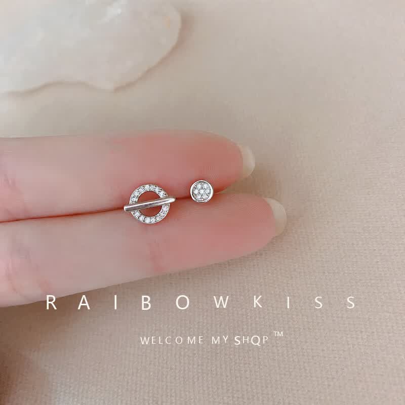 999银针不对称星球耳钉女轻奢高级感爆闪锆石土星耳饰送女友礼物 星球耳钉-螺丝款-999银针款 1对