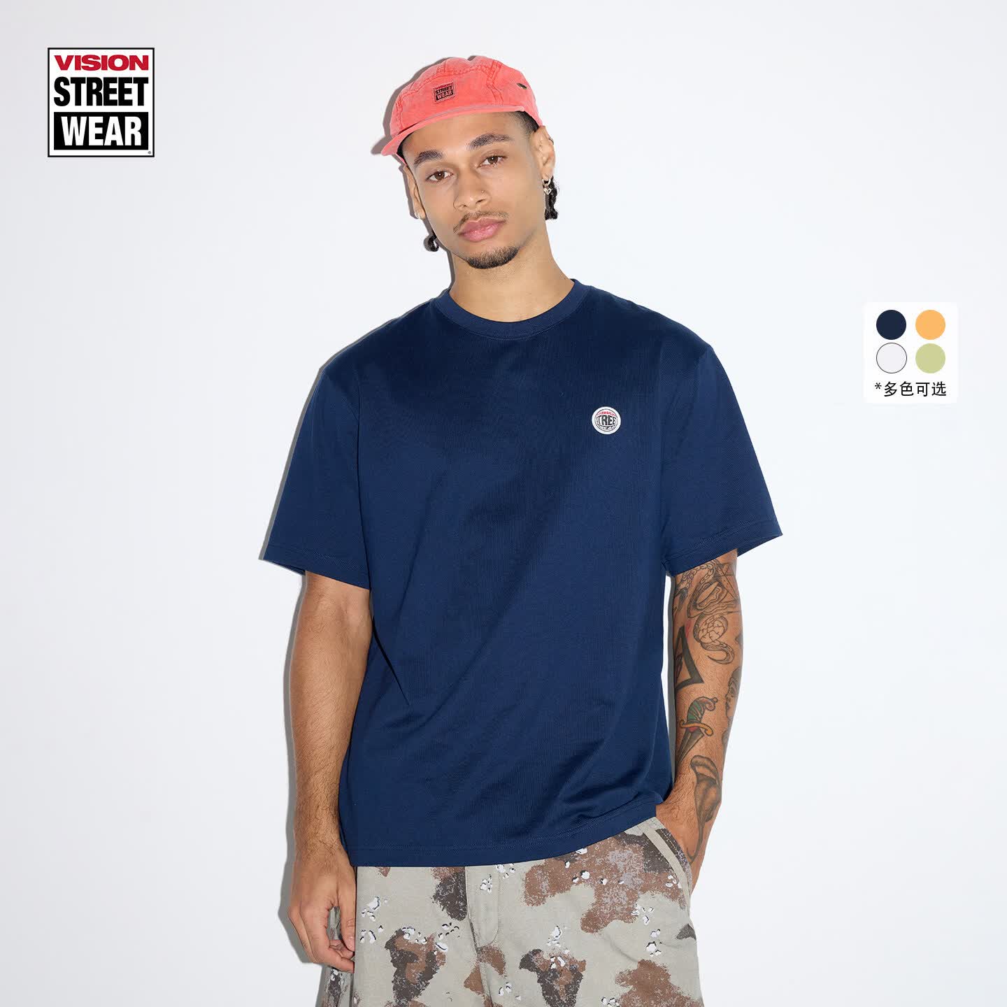 VISION STREET WEARVISION官方 美式复古经典鱼眼LOGO重磅宽松短袖T恤26夏新款多色 浅灰色 S
