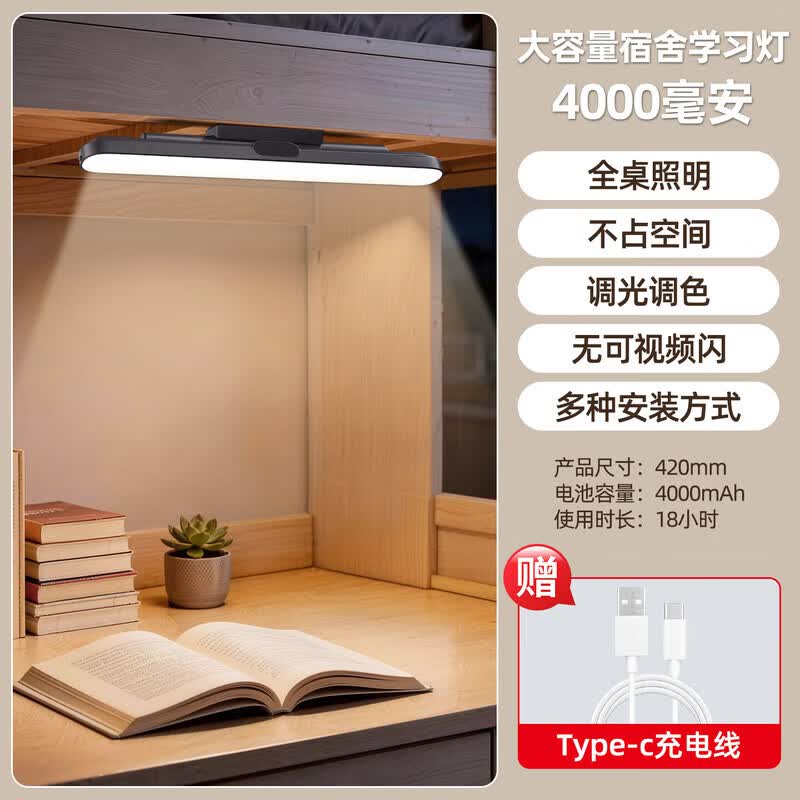 大头人（datouren）台灯大学生宿舍灯床头磁吸灯阅读充电台灯超长续航护眼学习酷毙灯 【充插两用】+4000mAh+三色温