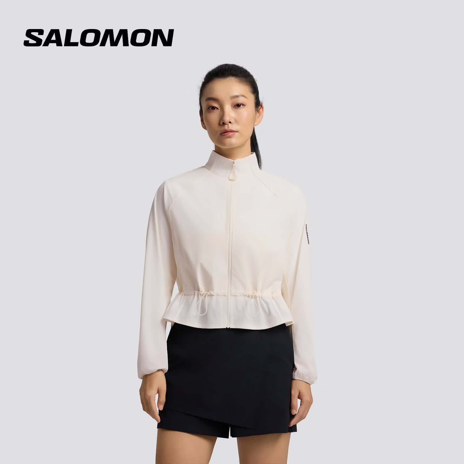 萨洛蒙（Salomon）女款 户外运动潮流休闲轻便透气防风茄克 PL OD COOLING WIND JKT 古董白 C30871 S 160/84A