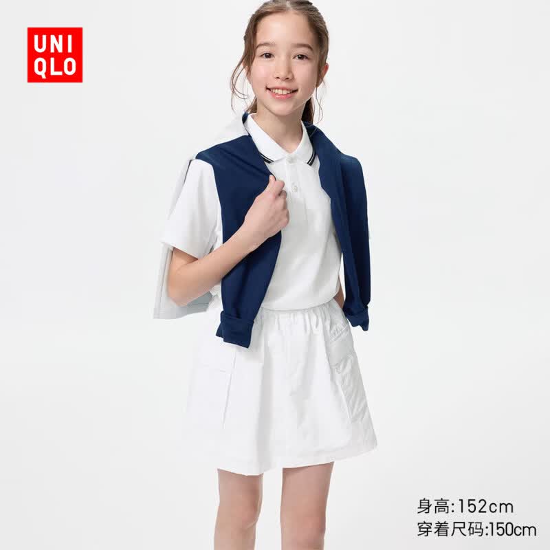 优衣库童装女童休闲迷你裙裤短裙短裤26春夏新款483329 00 白色 160
