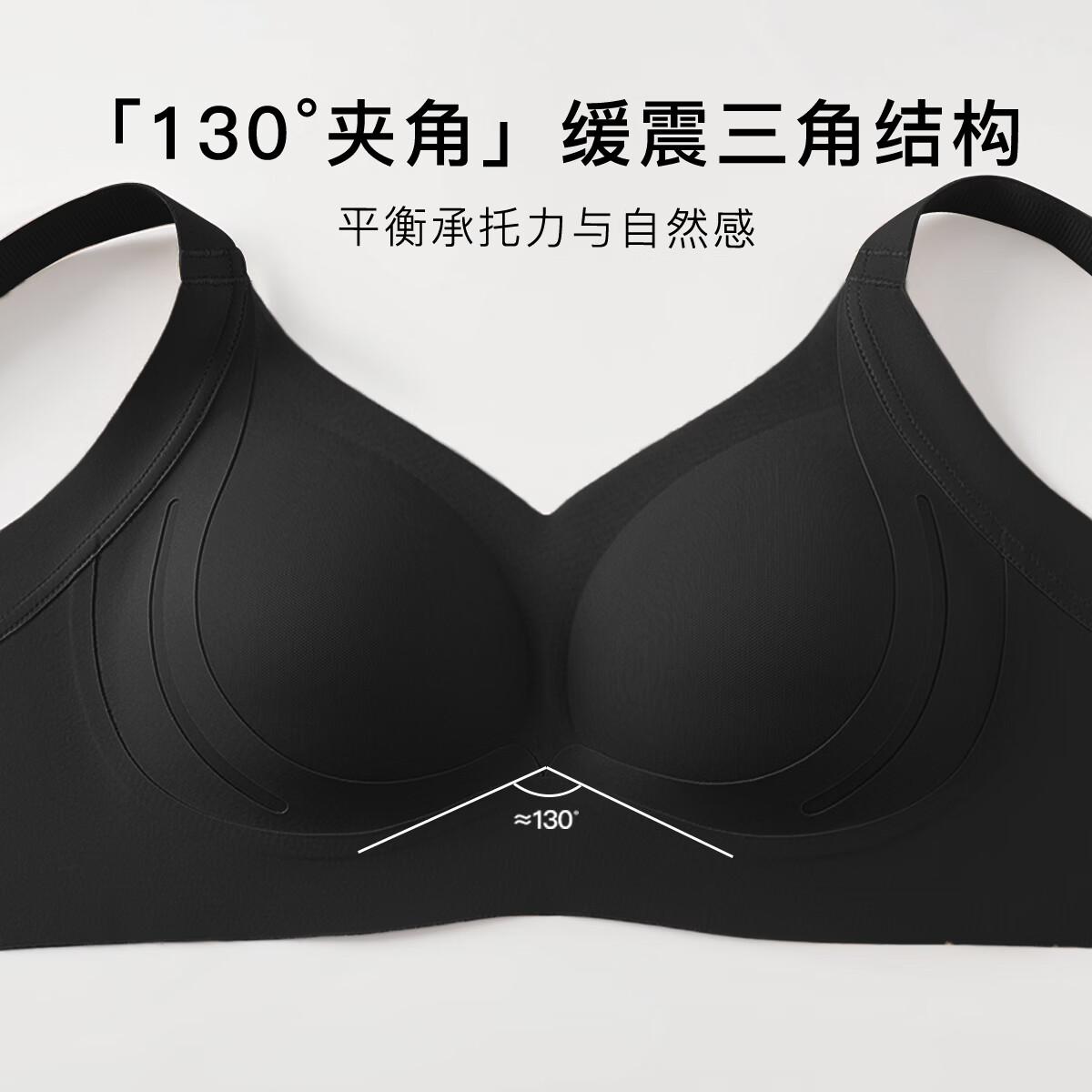 梦芭蒂内衣女无痕文胸粉底液反重力提拉聚拢大码无钢圈上托收副乳胸罩 子夜黑 3XL 适合95BCD