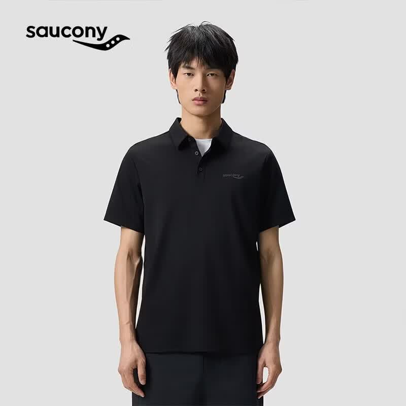 SAUCONY索康尼26春夏新品男子都市生活轻量通勤短袖POLO衫 正黑色 L