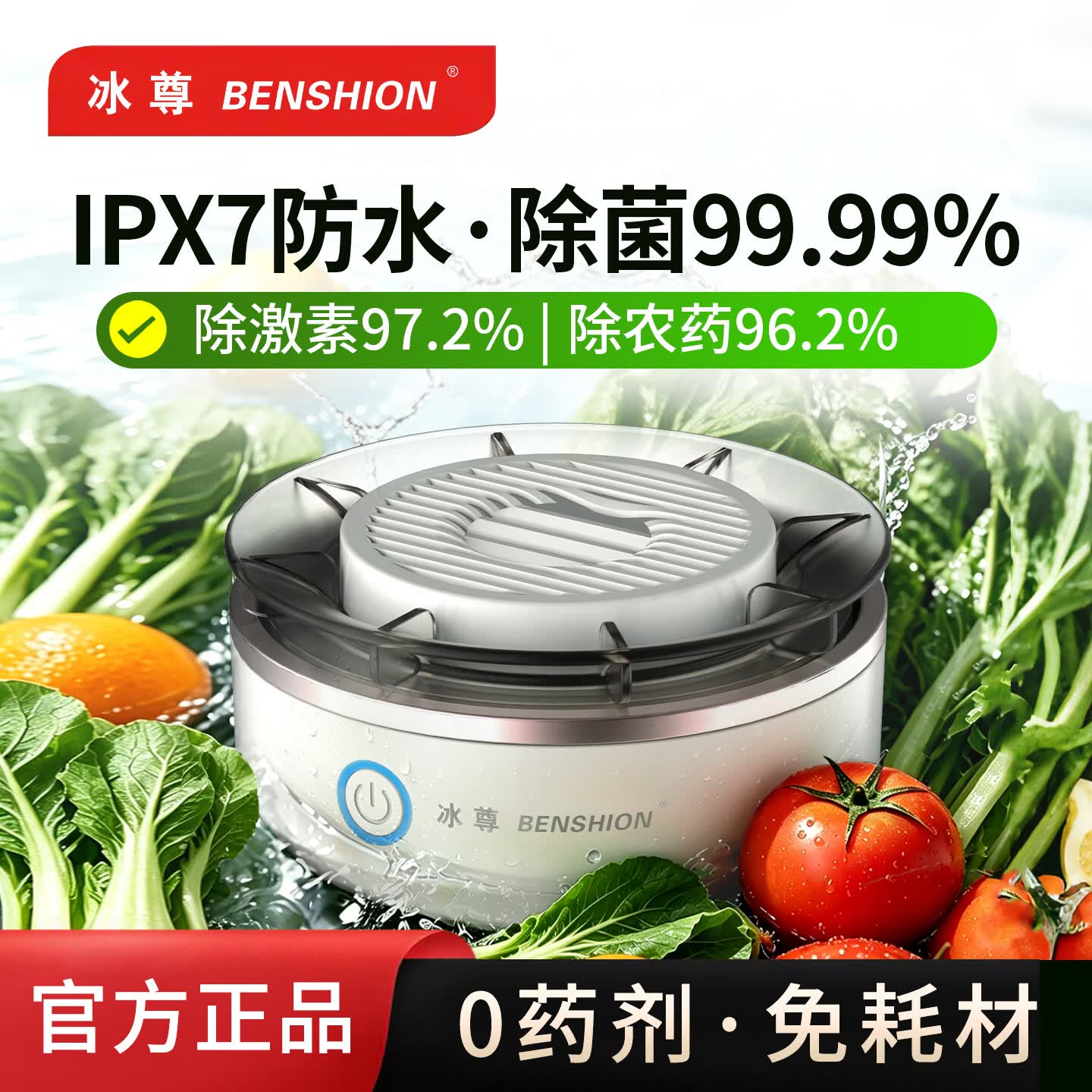 冰尊(BENSHION)果蔬清洗机家用洗菜机去除细菌农药瘦肉精激素食材净化机果蔬解毒机净化器 机器标配