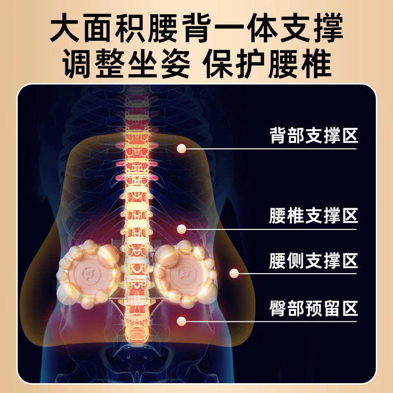 奥克斯（AUX）腰部按摩器按摩仪颈腰椎靠垫恒温热敷腰肌劳损背部支撑多功能办公家用磁石养呵护生日高档端礼物品 【Plus加厚顶配款】环抱护腰多部位+艾草振动热敷 教师节礼物送爸爸男女老师七夕情人节实用