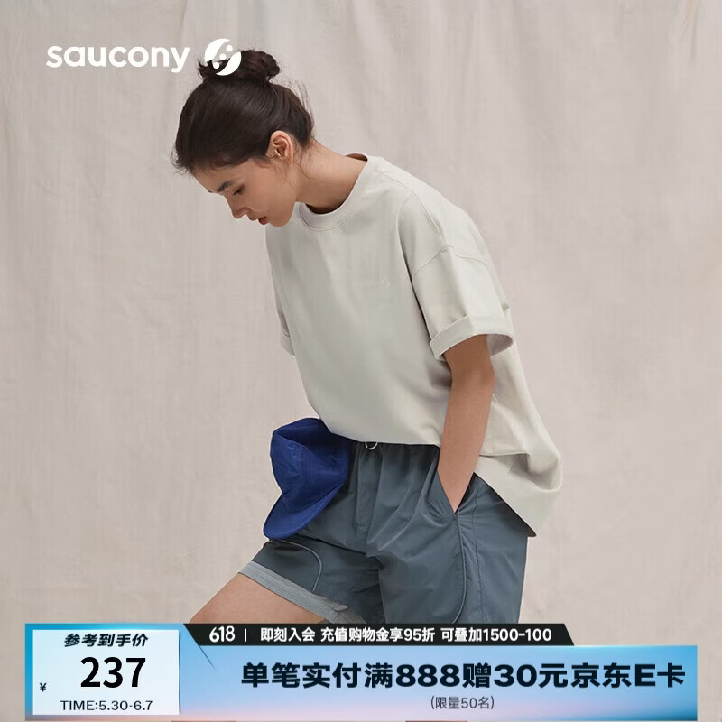 SAUCONY索康尼圆领T恤男女同款户外休闲春夏短袖T恤 空城白  2XL