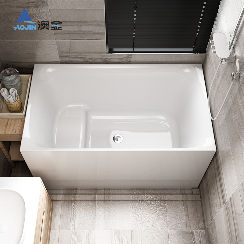 澳金浴缸小户型家用成人卫生间1.2米亚克力独立儿童迷你坐泡小型浴缸 白色 约1.2米