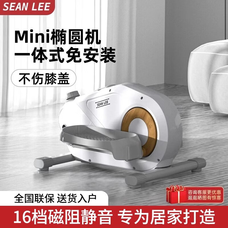 SEAN LEE椭圆机家用小型燃脂椭圆仪运动健身器材踏步机磁控静音家用漫步机 星光白【免安装/16档磁控静音】