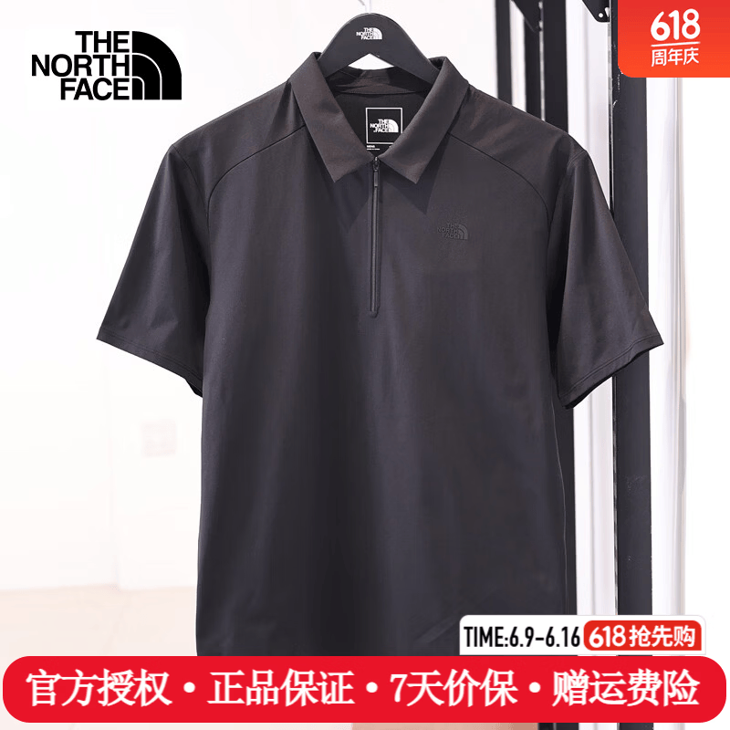 The North Face北面短袖POLO衫男26春夏新款户外运动舒适吸湿透汽休闲速干衣8G7C JK3/宇宙黑 XL /180/108A