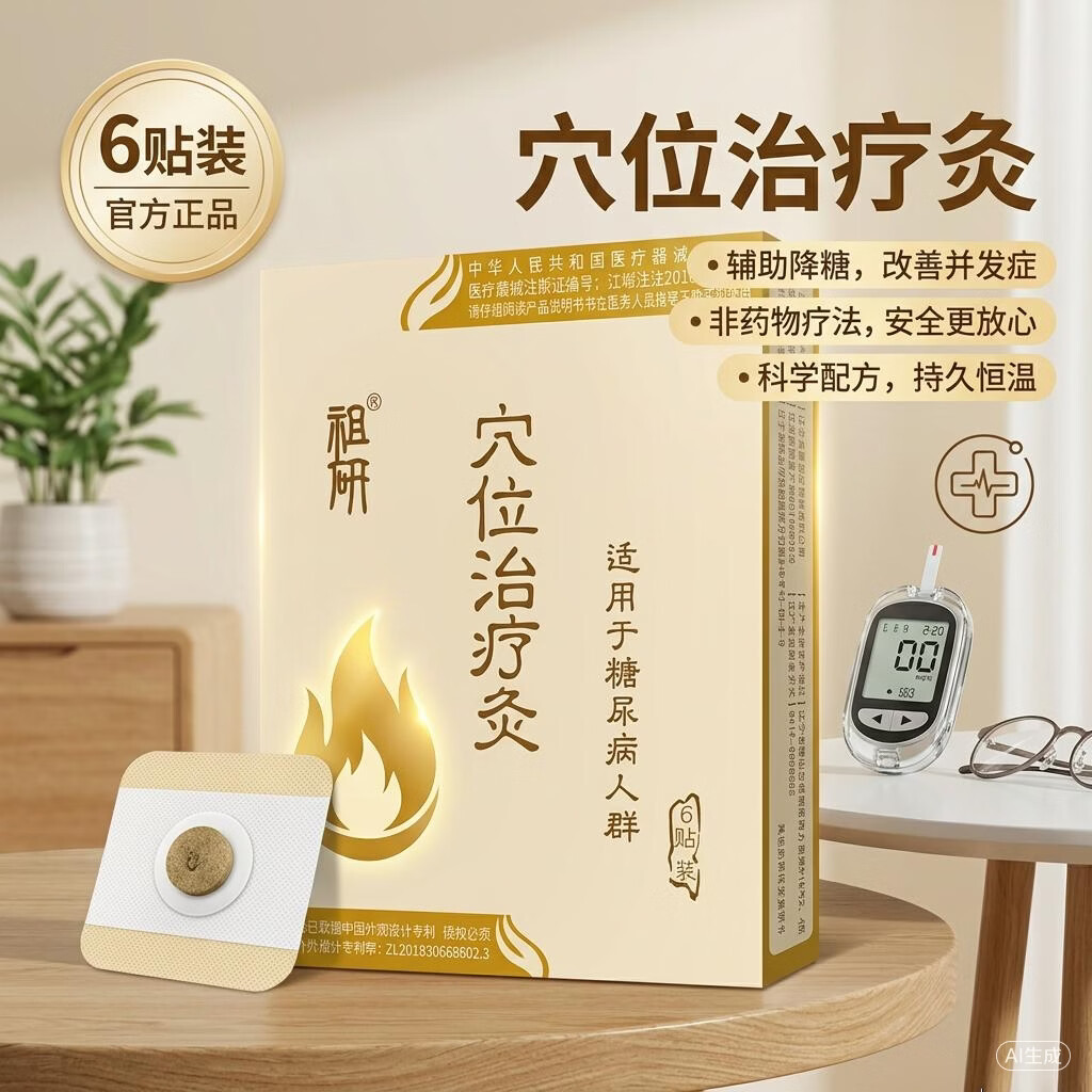祖研糖尿病贴穴位治疗灸适用中老年头晕糖尿病血糖高肢体麻木辅助治疗 买5送5【初疗程】视力模糊