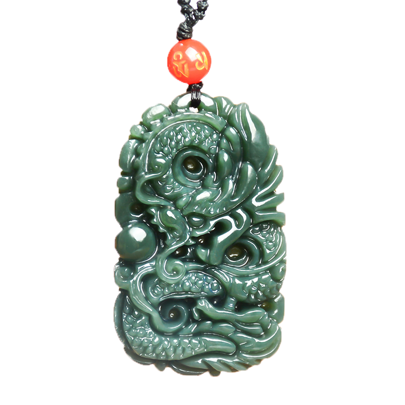 艺铂缘天然和田玉吊坠龙牌玉佩男士霸气玉牌生肖属龙本命年玉石项链挂件 和田青玉龙牌