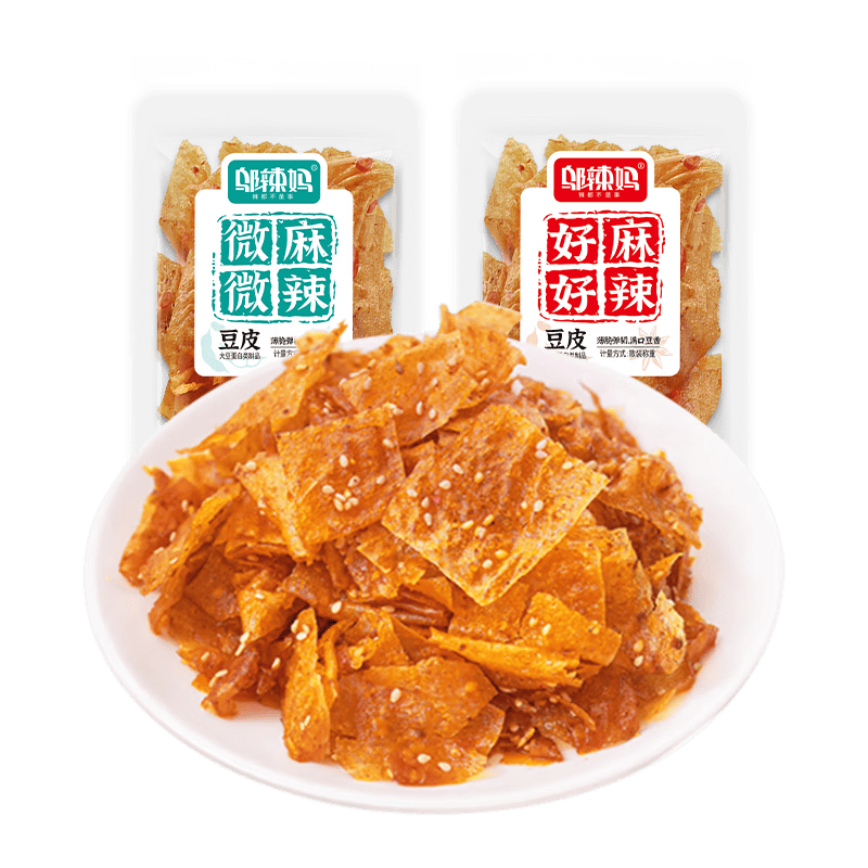 邬辣妈麻辣豆皮宿舍办公室解馋休闲零食品小吃手撕麻辣片湖南特产 微麻微辣（10包）180g