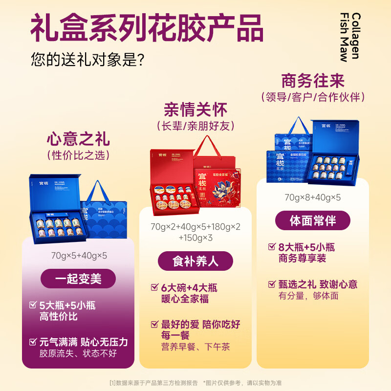 官栈胶原花胶礼盒 花胶鱼胶天然胶原蛋白 【礼盒】养肤胶原 10瓶*1盒 10瓶*1盒 (70g*5+40g*5)