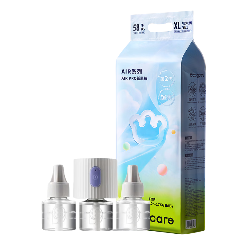 Air Pro纸尿裤加量装XL58片+蚊香液3+1