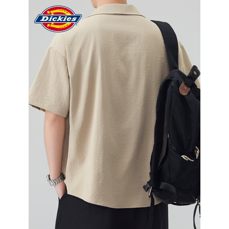 Dickies美式潮牌假两件拼接老钱风短袖衬衫男士夏季宽松休闲半袖上衣服装 黑色 3XL 【建议170-190斤】
