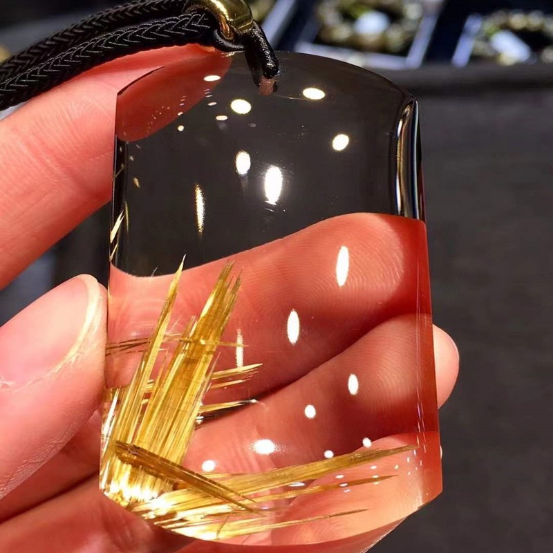 寻然珠宝收藏级钛晶无事牌吊坠手工打磨抛光巴西老矿钛晶晶体干净