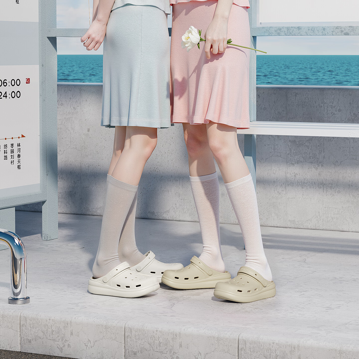 朴西浮云厚底洞洞鞋夏季EVA可外穿防滑拖鞋女透气海边沙滩鞋凉拖鞋男 云朵白 35-36