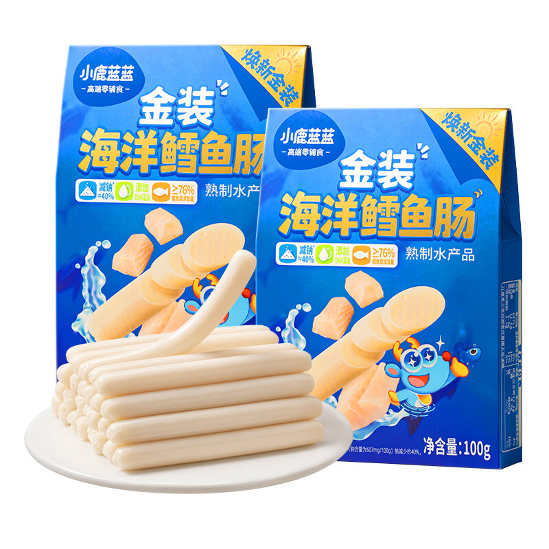小鹿蓝蓝金装鳕鱼肠 宝宝辅食儿童零食 双DHA营养 0添加减钠不减鲜 【鳕鱼含量>76%】减钠鳕鱼肠/200g