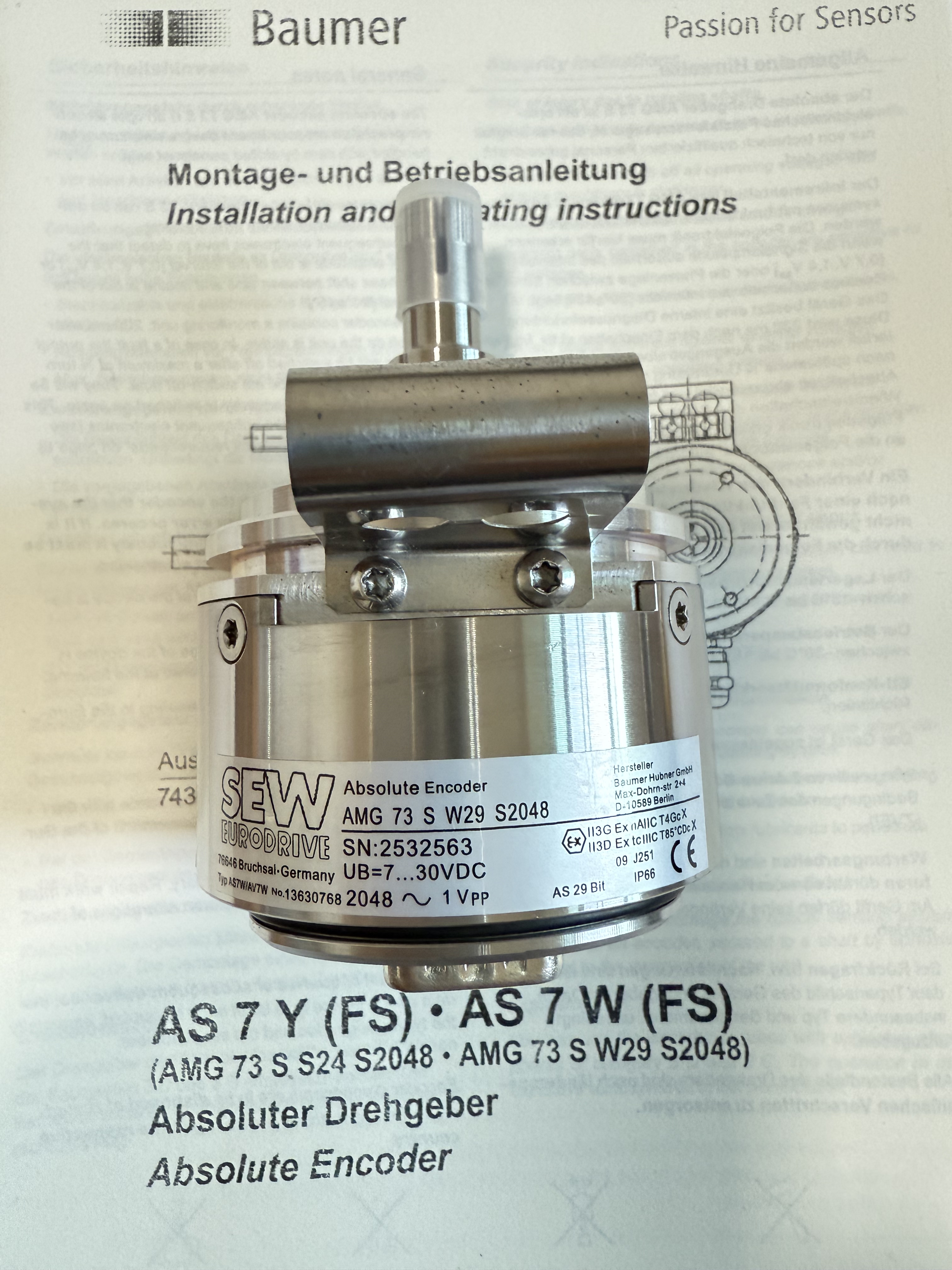 德国进口SEW编码器AMG73S W29 S2048现货供应,SEW定制版AS7W