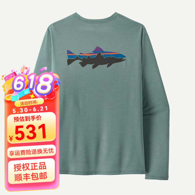 巴塔哥尼亚（Patagonia）男士Cap Cool Daily C1春夏新款速干长袖登山徒步T恤45452 BSLX淡蓝紫色 M