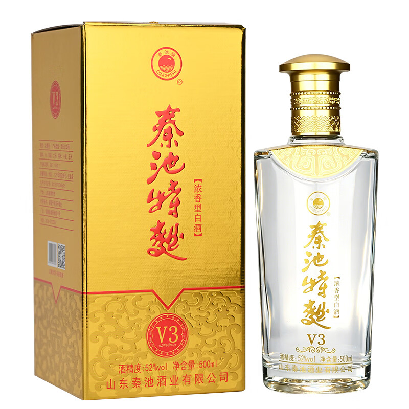 秦池特曲V3 浓香型高度白酒 纯粮固态 优级白酒 山东特产老字号 52度 500mL 6瓶 （整箱装）