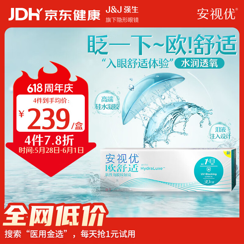?神价来袭｜安视优欧舒适日抛30片！硅水凝胶天花板，上班族续命神器～