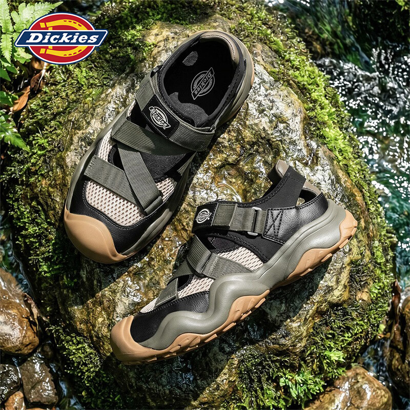 Dickies品牌男鞋2026夏季新款轻便防撞包头男凉鞋厚底缓震户外休闲潮鞋男 橄榄绿 44 44/270(2.5)