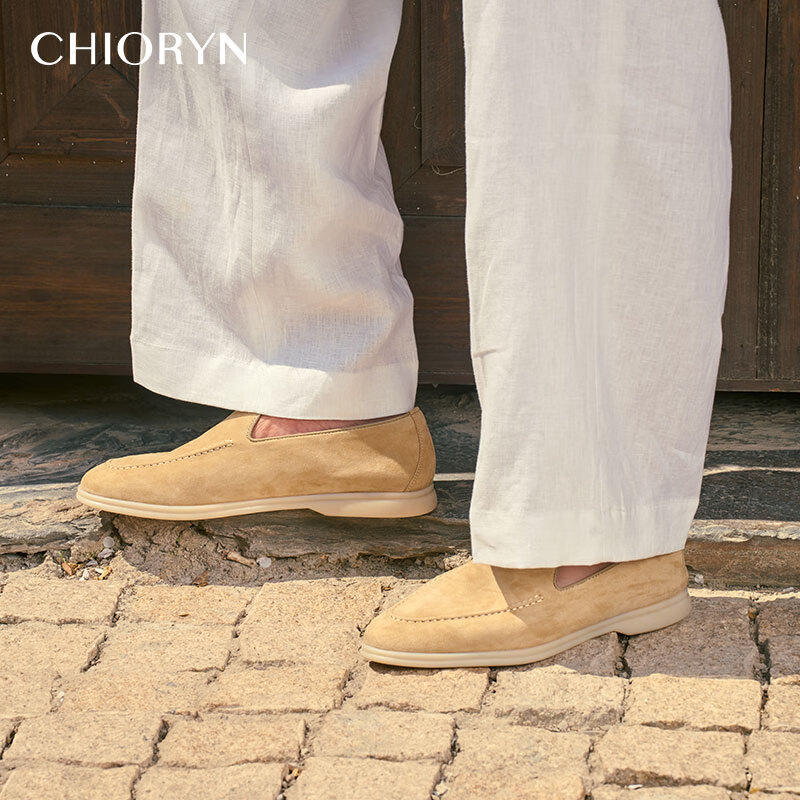CHIORYN羊皮chioryn青润夏季羊皮LP乐福鞋summerwalk一脚蹬送父亲礼物 A4-1米黄色 summerwalk 39 (250mm)
