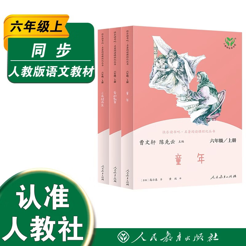 童年+爱的教育+小英雄雨来 人教版快乐读书吧六年级上册套装 曹文轩、陈先云主编语文教科书配套书目