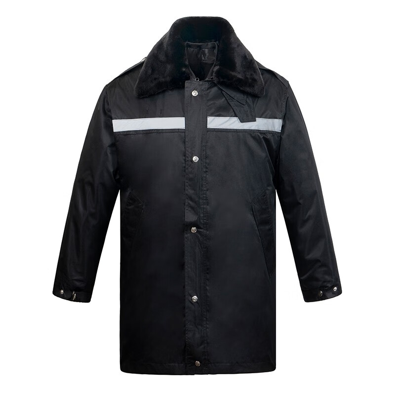 蚁行客 保安大衣 黑色多功能通勤加厚防寒棉大衣冬季保安防风工作服