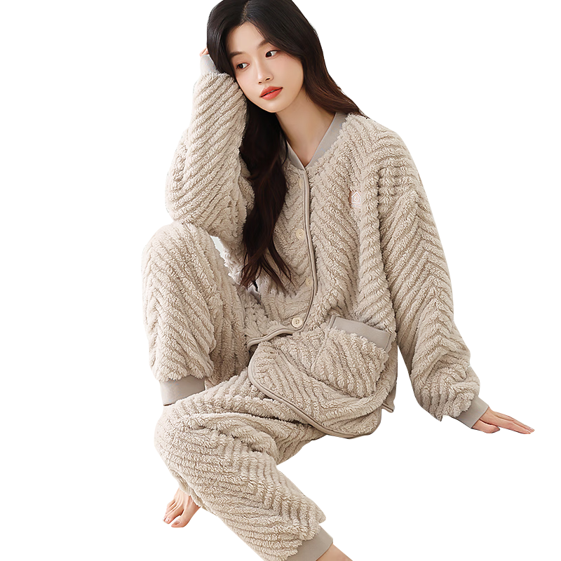 è�� ����˯��Ů����ë�޼Ӻ�ů�Ứ��ɫ���⴩�Ҿӷ� �׻� L 74.5Ԫ(����ȯ)