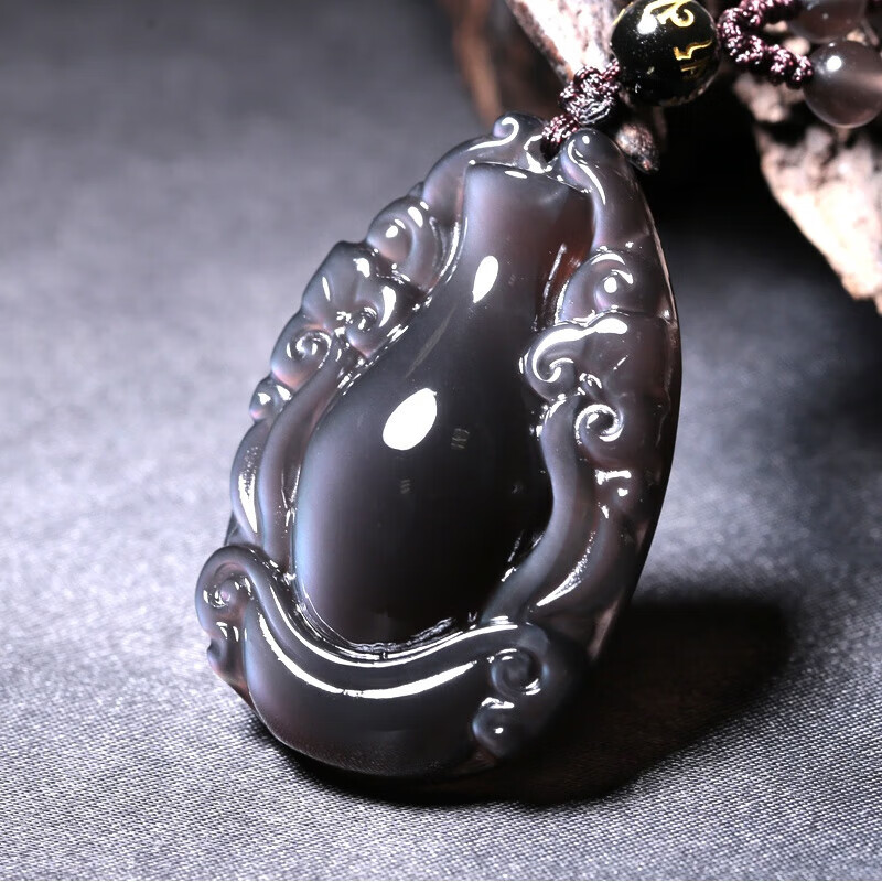 亲恒荟官方黑曜石吊坠婚姻树化解刀子羊刃食禄贵人 配挂绳