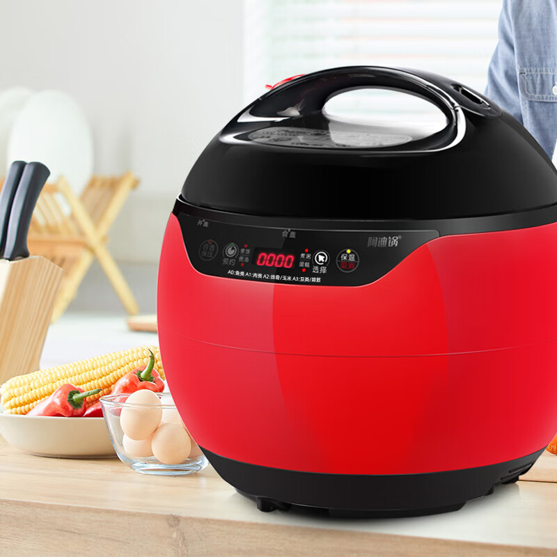洛贝（luby）80WYB阿迪锅 4L电压力锅 家用多功能全自动智能高压锅 智能预约 开盖收汁 硬质氧化无涂层内胆 红黑【单再加1个原装无涂层胆】 4L