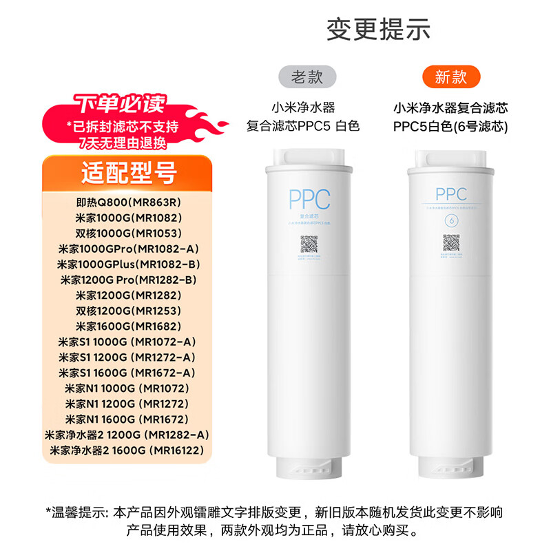 米家小米净水器复合滤芯PPC5  米家净水器复合滤芯PPC5 白色（6号滤芯）V2-FX4