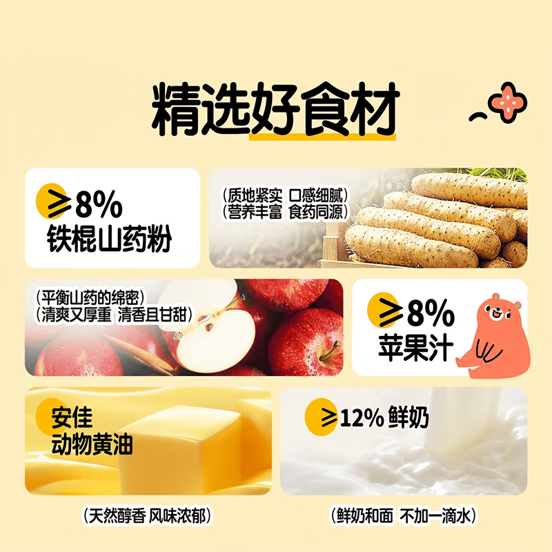 花田熊厚切吐司面包黄油小吐司儿童零食早餐独立包装营养健康烘焙三明治 【0添加厚切】山药小吐司276g*2箱