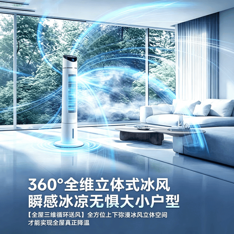Meysion美的空调扇用家用冷风扇冷风机加水冷气机冷气扇客厅卧室办公室蒸发加湿降温水冷塔扇 【语音高配款】语音声控丨数显黑科技