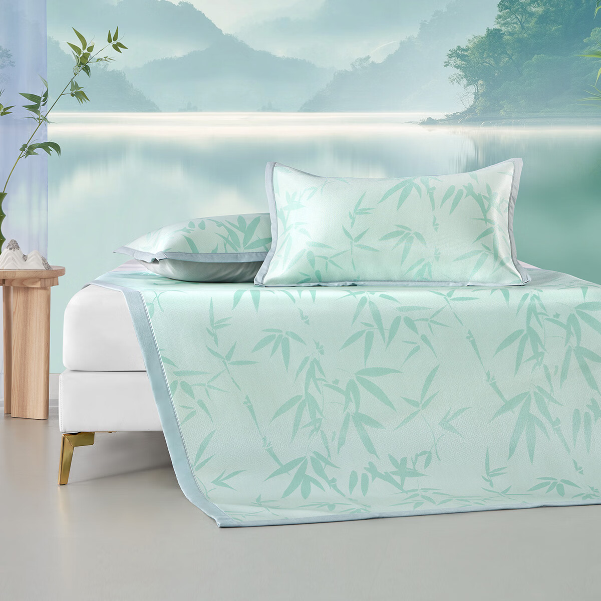 水星家纺出品百丽丝 凉席 A类夏季清凉冰丝席【专享】 竹韵可水洗抗菌防螨提花冰丝席 180cm×200cm