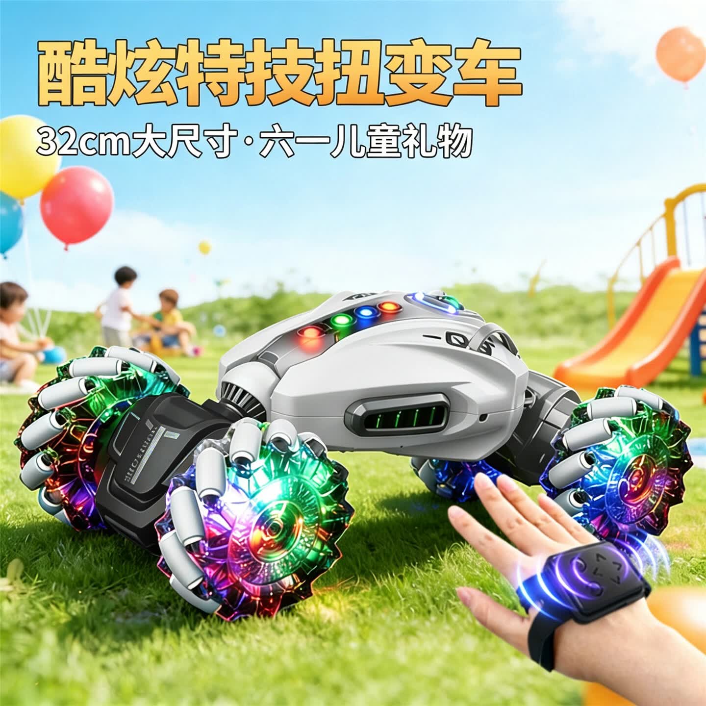 4DRC遥控汽车儿童玩具男孩智能手势感应变形特技生日礼物大礼盒大尺寸